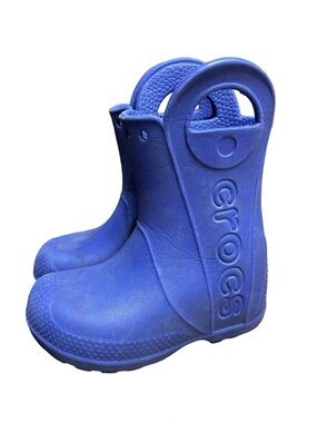 CROCS Blue Pull On Rain Boots Size 8 Toddler Comfy Waterproof Snow